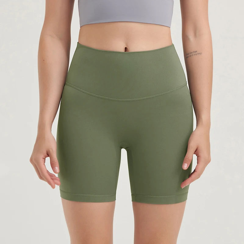 Yoga Shorts High Waist Breathable No Awkward Lines Army Green Activewear Shorts Yoga