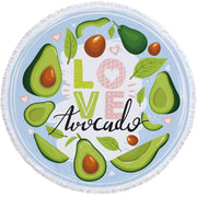 Avocado-Themed 5'/150cm Round Microfiber Towels Blue Avocado Love 5' Round Avocado Lifestyle Towel