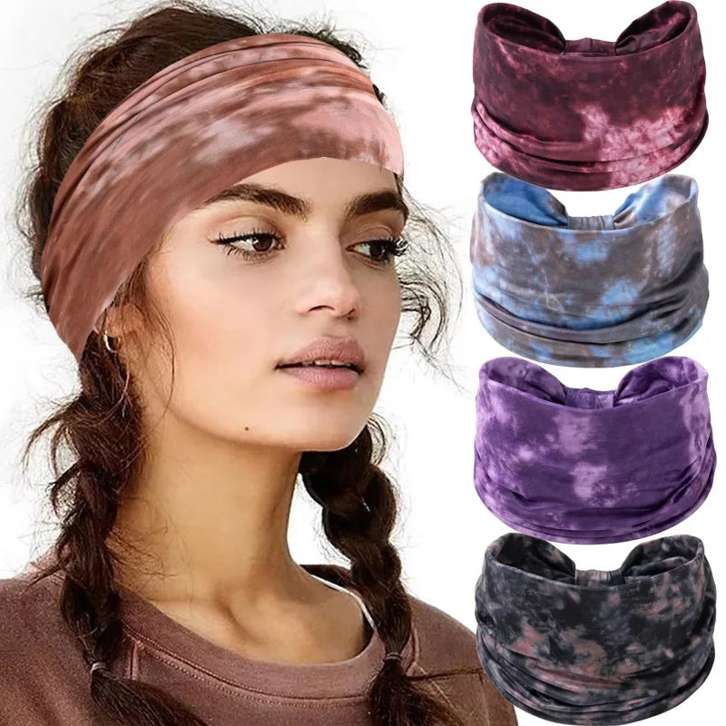 Wide Knotted Boho Tie Dye Headband Accessories Activewear New