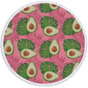 Avocado-Themed 5'/150cm Round Microfiber Towels Pink Monstera Leaf 5' Round Avocado Lifestyle Towel