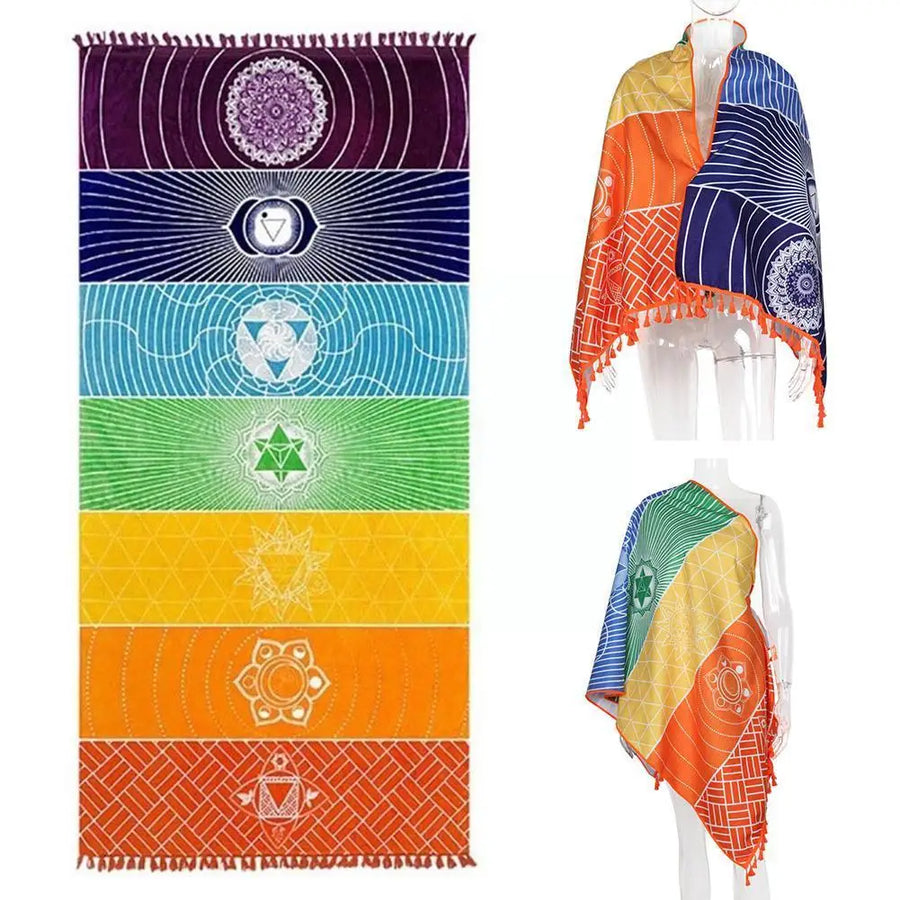 Rainbow Chakra Towel Festival Lifestyle Towel