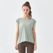 Burnout Keyhole-Back Yoga Top Green Grey Activewear Shirts Yoga