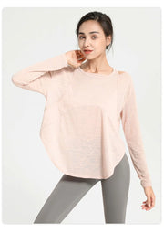 Long Sleeve Burnout Yoga Tee Activewear Shirts Yoga