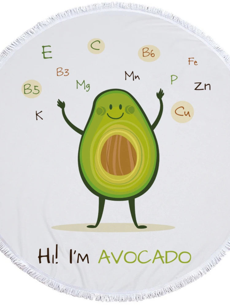 Avocado-Themed 5'/150cm Round Microfiber Towels Chemical Introduction 5' Round Avocado Lifestyle Towel