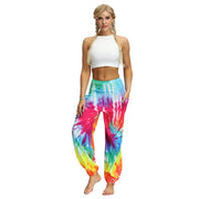 Boho High-Waist Yoga Harem Pants Red Blue Green Tie-Dye One Size Activewear Festival Pants Yoga