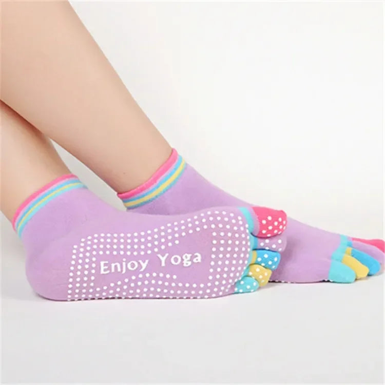 Candy-Colored Yoga Toe Socks Colorful Purple one size-US 9-11 socks Yoga