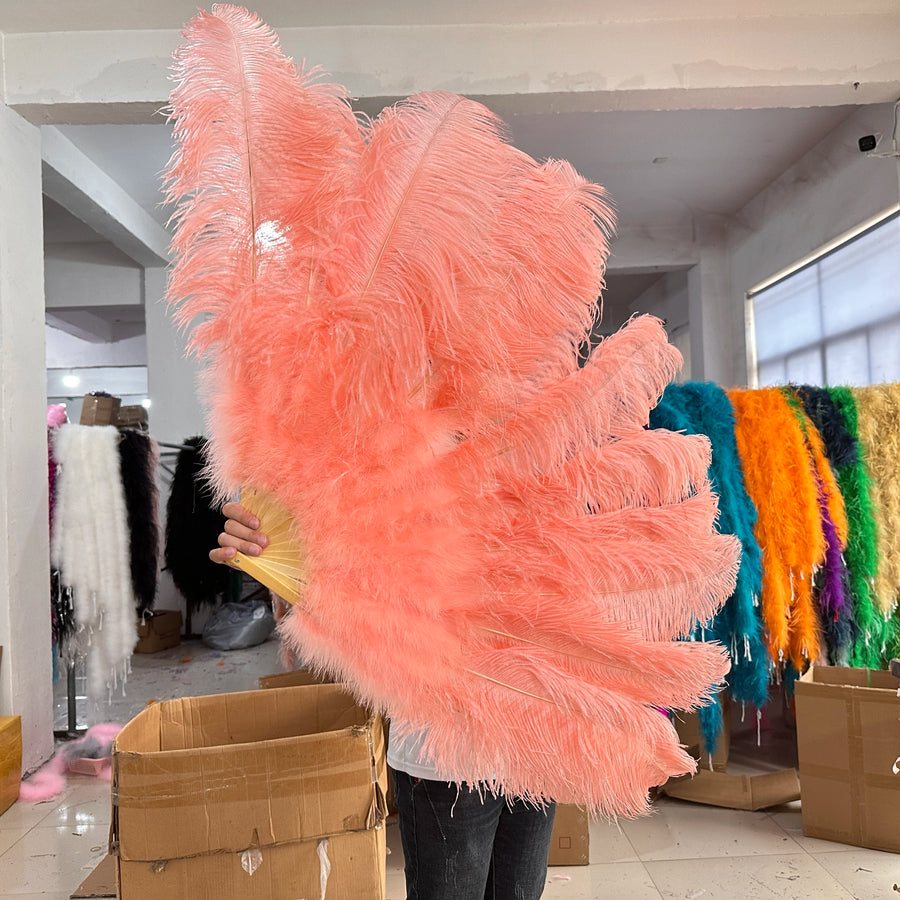 Medium (24"/100cm) Burlesque Ostrich Feather Fans 13 Staves - Many Colors Burlesque Fan Fans Raqs