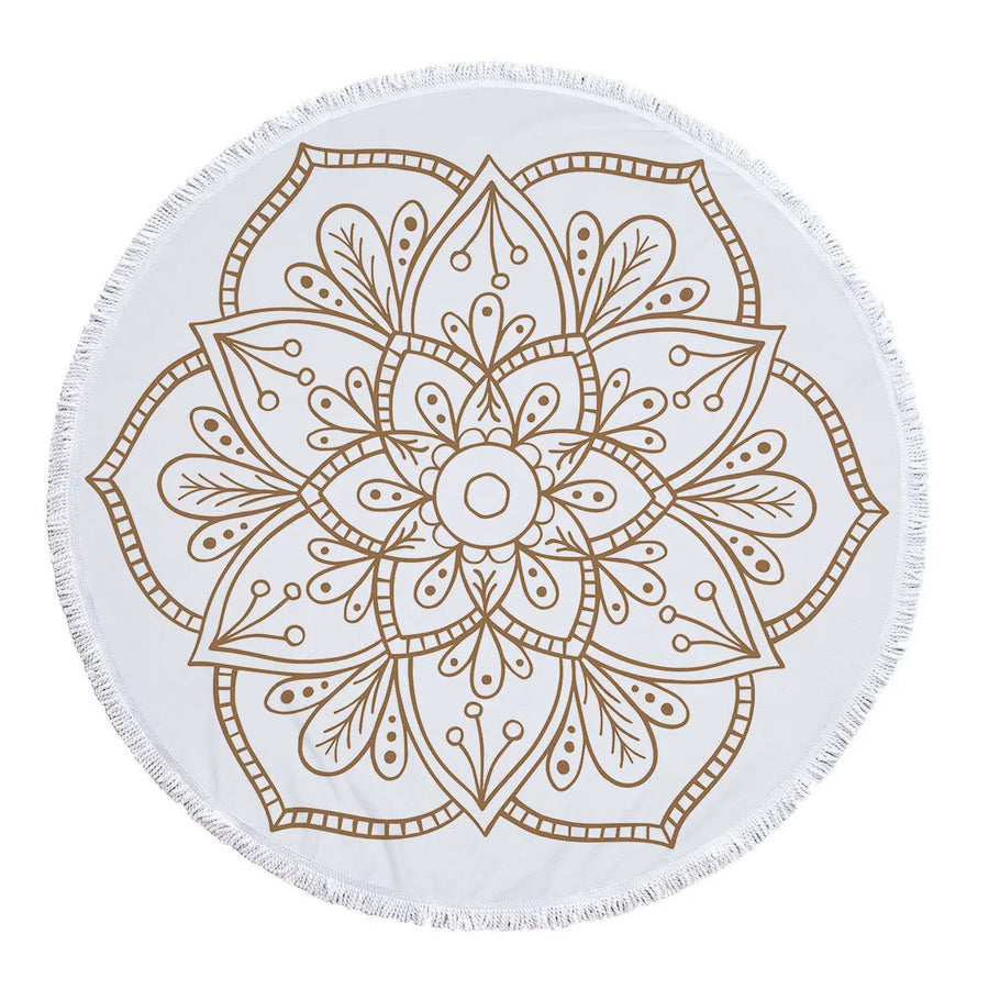 Mandala Round Microfiber Beach Towel with Tassel - 5'/150 cm Festival Lifestyle