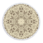 Mandala Round Microfiber Beach Towel with Tassel - 5'/150 cm Gold Yellow 5' Round Festival Lifestyle