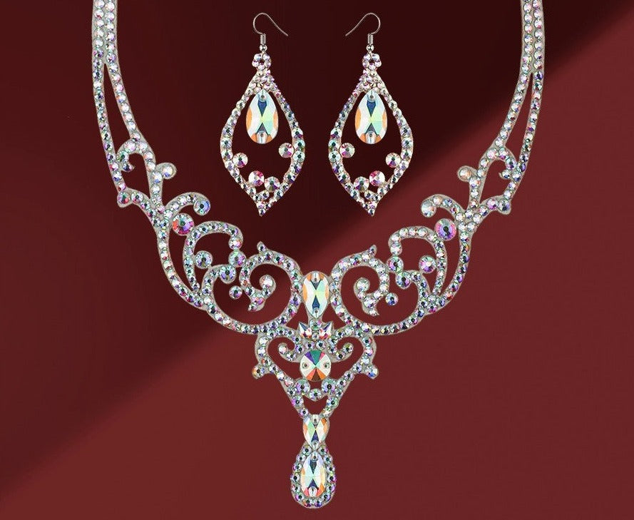 Dazzling Large Crystal Belly Dance Necklace and Earrings Set 02 Necklace and Earrings Set Jewelry Raqs