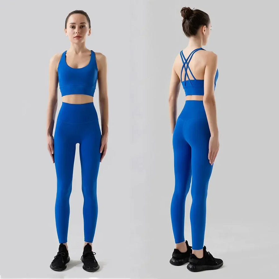 Sports Bra and Leggings Two-Piece Matching Sets Klein Blue Activewear Lifestyle Yoga