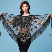 Sheer Triangle Tassel Hip Scarf Black Blue One Size Belly Dancing Hip Scarf Raqs