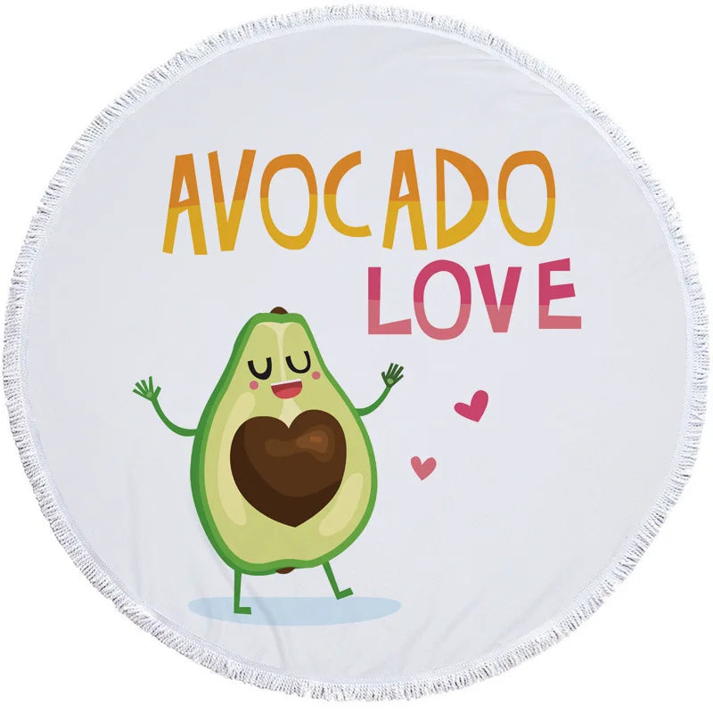 Avocado-Themed 5'/150cm Round Microfiber Towels Avocado Love 5' Round Avocado Lifestyle Towel