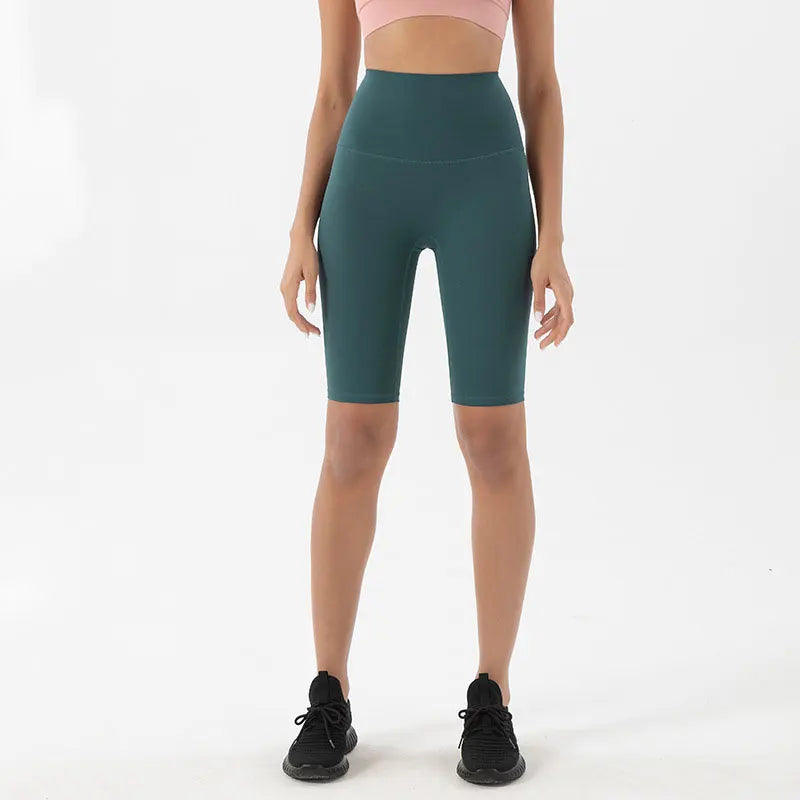 Silky High Waist Knee-length Yoga Shorts Deep Jade Activewear Pants Shorts