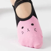 Cute Cartoon Cat Face Grippy Yoga Socks Light pink US sock size 9-11 socks Yoga Socks