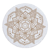 Mandala Round Microfiber Beach Towel with Tassel - 5'/150 cm Festival Lifestyle