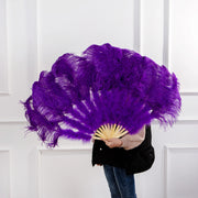 Medium (24"/100cm) Burlesque Ostrich Feather Fans 13 Staves - Many Colors Deep Purple 100CM 24 inch - One R L Pair Burlesque Fan Fans Raqs