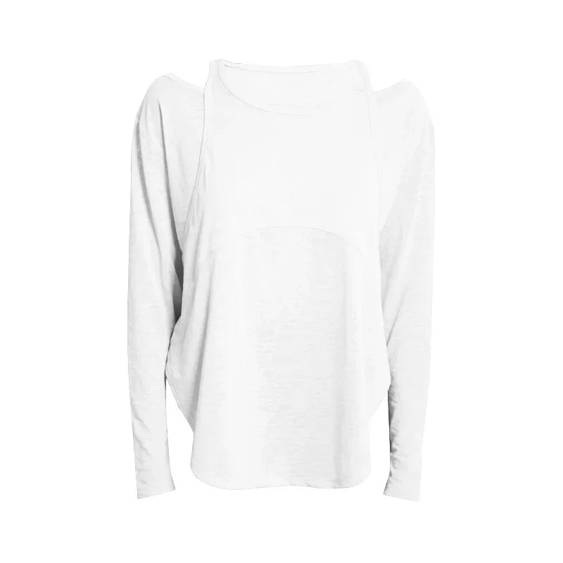 Long Sleeve Burnout Yoga Tee White Activewear Shirts Yoga