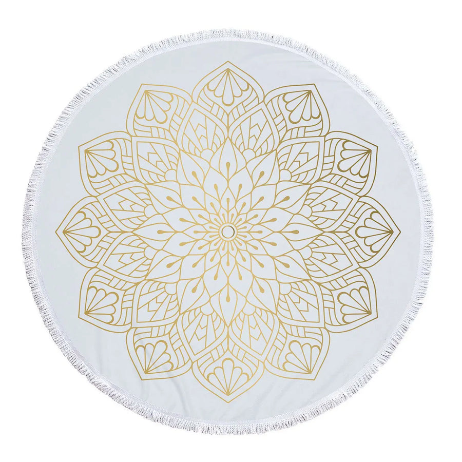 Mandala Round Microfiber Beach Towel with Tassel - 5'/150 cm Festival Lifestyle