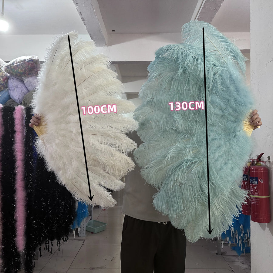 Medium (24"/100cm) Burlesque Ostrich Feather Fans 13 Staves - Many Colors Burlesque Fan Fans Raqs