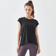 Burnout Keyhole-Back Yoga Top Black Activewear Shirts Yoga