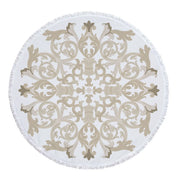 Mandala Round Microfiber Beach Towel with Tassel - 5'/150 cm Gold White 5' Round Festival Lifestyle