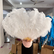 Medium (24"/100cm) Burlesque Ostrich Feather Fans 13 Staves - Many Colors White 100CM 24 inch - One R L Pair Burlesque Fan Fans Raqs