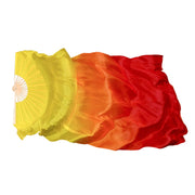 Silk Fan Veils - Soft Colors and Vertical Designs 1.8m Pair (1R, 1L) yellow orange red 180cm Veil - 1 Pair R L Dance Props Fan Veil Raqs