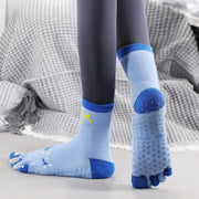 Yoga Toe Socks Cartoon Silicone Grip Crew Socks light blue US sock sizes 9-11 socks Yoga Yoga Socks