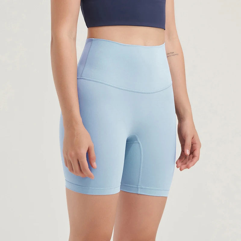 Yoga Shorts High Waist Breathable No Awkward Lines Baby Blue Activewear Shorts Yoga