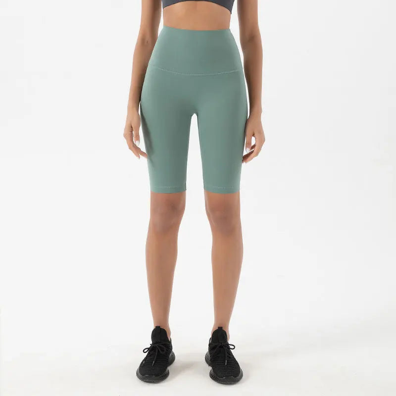 Silky High Waist Knee-length Yoga Shorts Tidewater Teal Activewear Pants Shorts