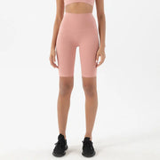 Silky High Waist Knee-length Yoga Shorts Pink Pastel Activewear Pants Shorts