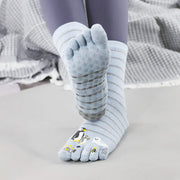 Yoga Toe Socks Cartoon Silicone Grip Crew Socks penguin light blue US sock sizes 9-11 socks Yoga Yoga Socks