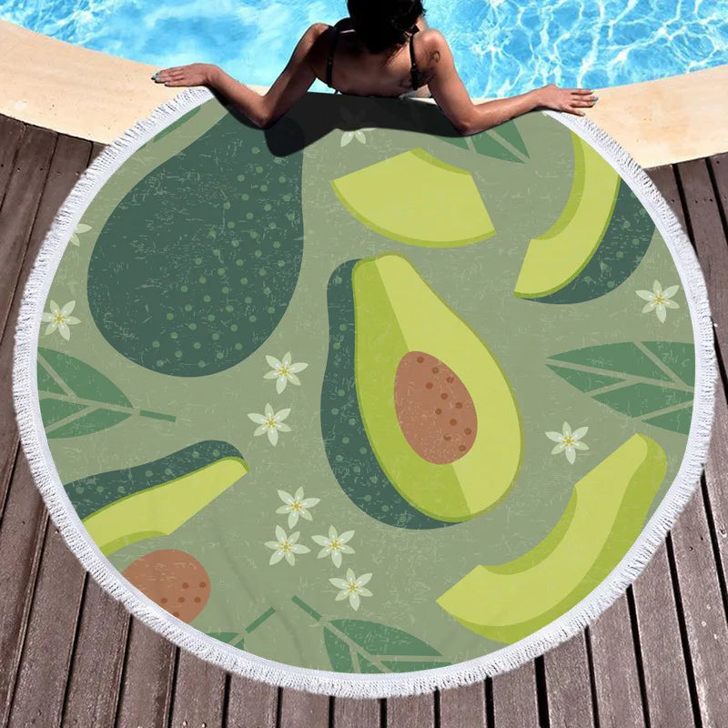 Avocado-Themed 5'/150cm Round Microfiber Towels Avocado Lifestyle Towel