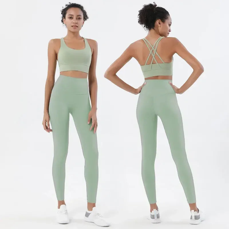 Sports Bra and Leggings Two-Piece Matching Sets Avocado Activewear Lifestyle Yoga