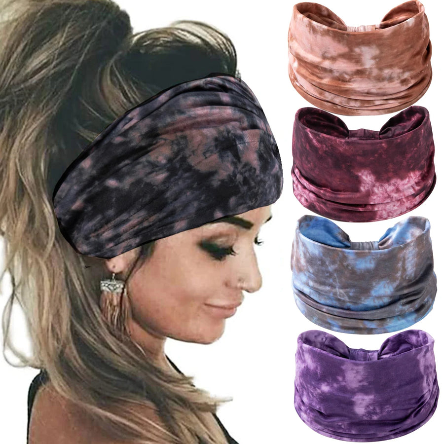 Wide Knotted Boho Tie Dye Headband Accessories Activewear New