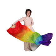 Silk Fan Veils - Soft Colors and Vertical Designs 1.8m Pair (1R, 1L) rainbow 180cm Veil - 1 Pair R L Dance Props Fan Veil Raqs