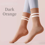 Striped Mid-tube Yoga Silicone Grip Sport Socks Dark orange US sock size 9-11 socks Yoga Socks