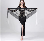 Sheer Triangle Tassel Hip Scarf Multi One Size Belly Dancing Hip Scarf Raqs