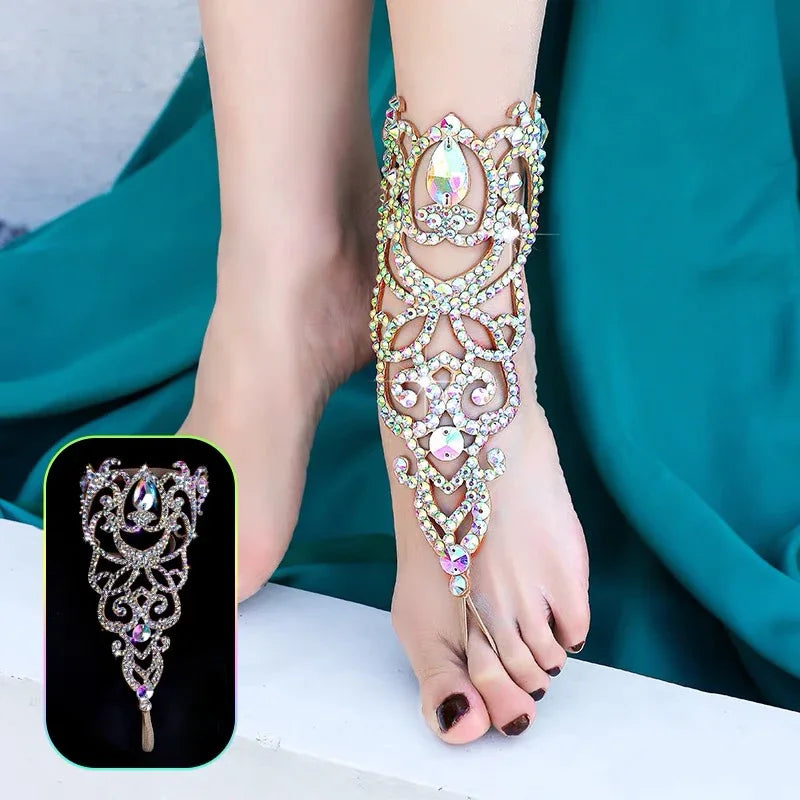 Crystal-Studded Wrist Cuff/Anklet Style 1 One Size - 1pc Jewelry Raqs