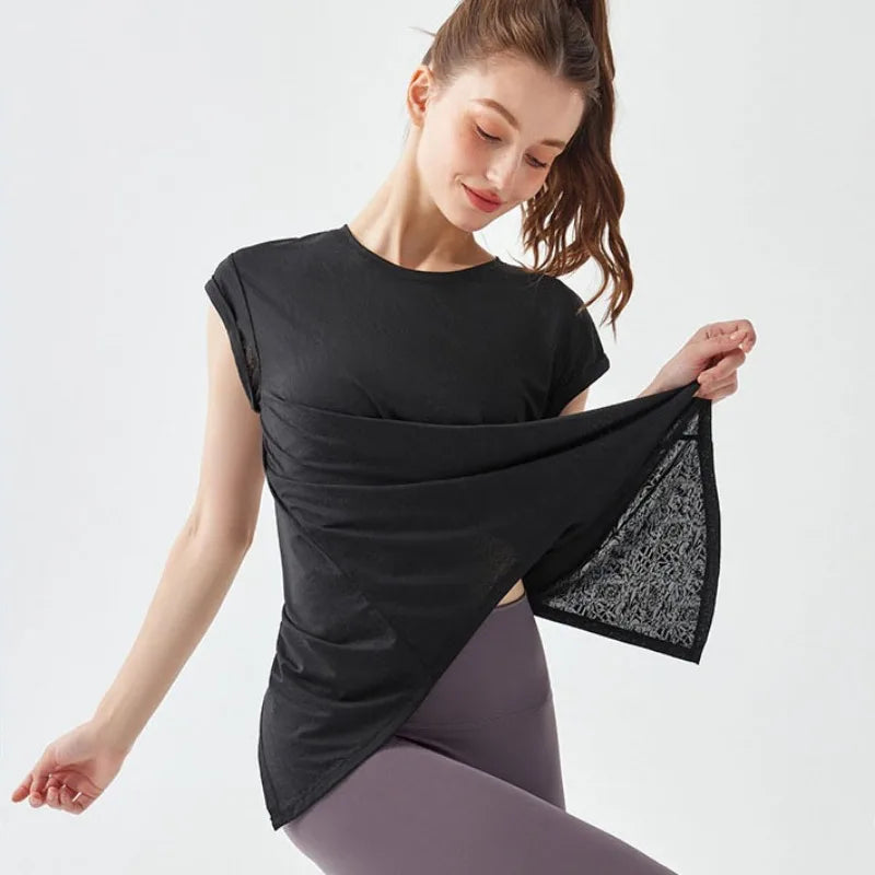 Burnout Keyhole-Back Yoga Top Activewear Shirts Yoga