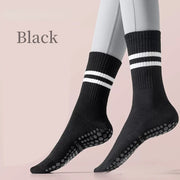 Striped Mid-tube Yoga Silicone Grip Sport Socks Black US sock size 9-11 socks Yoga Socks