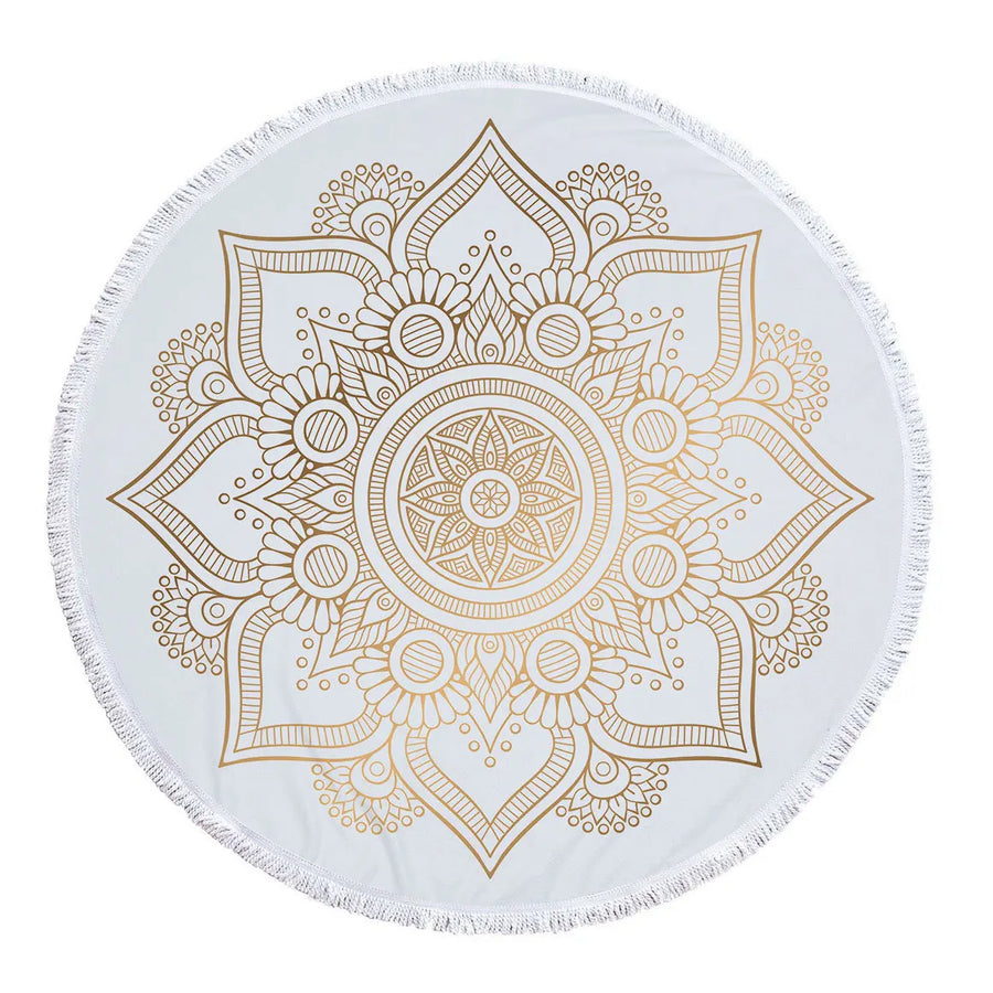 Mandala Round Microfiber Beach Towel with Tassel - 5'/150 cm Festival Lifestyle