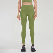 Soft High Waist Leggings with Back Pocket Matcha Green Activewear Pants Yoga