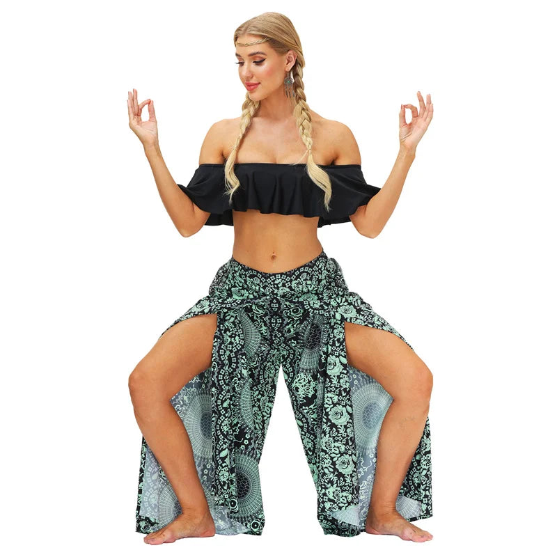 Split Wide Leg Boho Palazzo Pants Festival Lifestyle New Pants Yoga