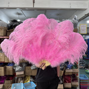 Medium (24"/100cm) Burlesque Ostrich Feather Fans 13 Staves - Many Colors Pink 100CM 24 inch - One R L Pair Burlesque Fan Fans Raqs