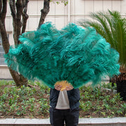 Medium (24"/100cm) Burlesque Ostrich Feather Fans 13 Staves - Many Colors Dark Green 100CM 24 inch - One R L Pair Burlesque Fan Fans Raqs