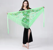 Sheer Triangle Tassel Hip Scarf Belly Dancing Hip Scarf Raqs