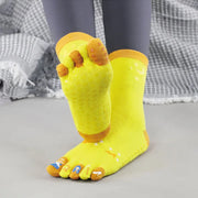 Yoga Toe Socks Cartoon Silicone Grip Crew Socks yellow US sock sizes 9-11 socks Yoga Yoga Socks