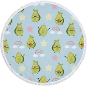 Avocado-Themed 5'/150cm Round Microfiber Towels Blue Rainbow Cloud 5' Round Avocado Lifestyle Towel